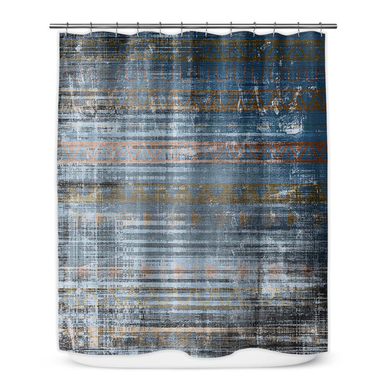 Mckinnie Abstract Shower Curtain, 70" H x 71" W, Blue
