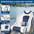 Ergonomic High Back Pontoon Boat Captain Bucket Seat with UV-Resistant Vinyl, Leg support, High-Density Foam Cushion, White/Blue Piping, Easy Installation for Fishing & Boating White+Blue