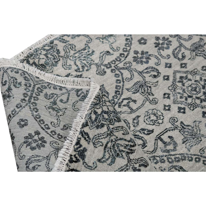 Damask Area Rug in Light Gray