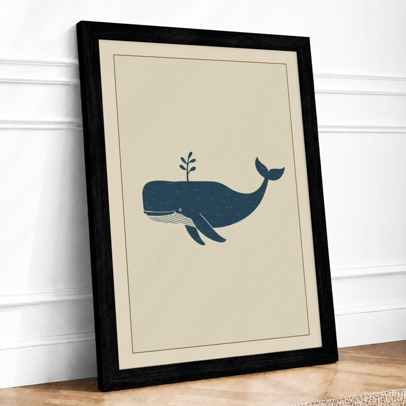 Whale Profile Modern - Framed Print, A2 - 59.4 x 42.0 cm, Black