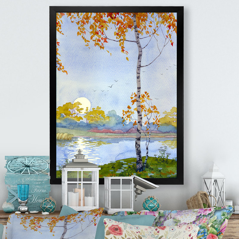 Automne mélancolie - peinture, Cadre photo noir, H 40 po x l 30 po x P 1,5 po
