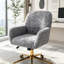 Chaise de bureau pivotante en faux alpaga et base dorée-294893511