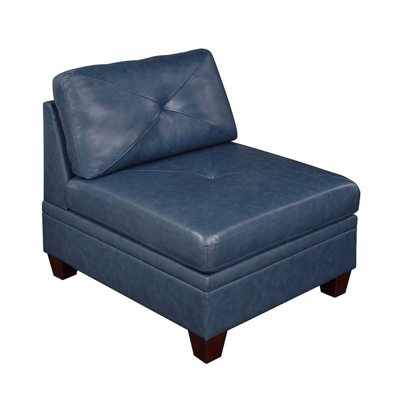 Contemporary Genuine Leather 1Pc Armless Chair  Tufted Seat Living Room Furniture