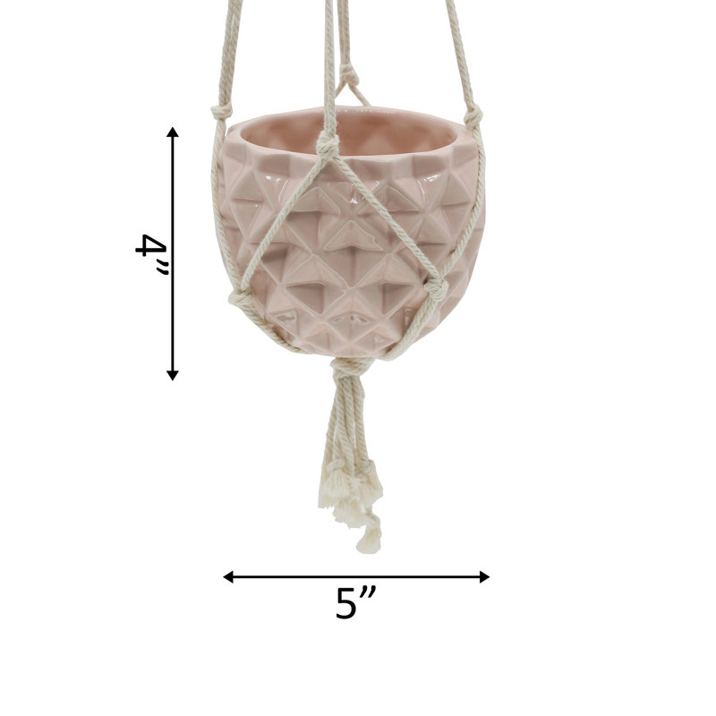 Pot à fleurs suspendu en céramique Odyssey, Rose