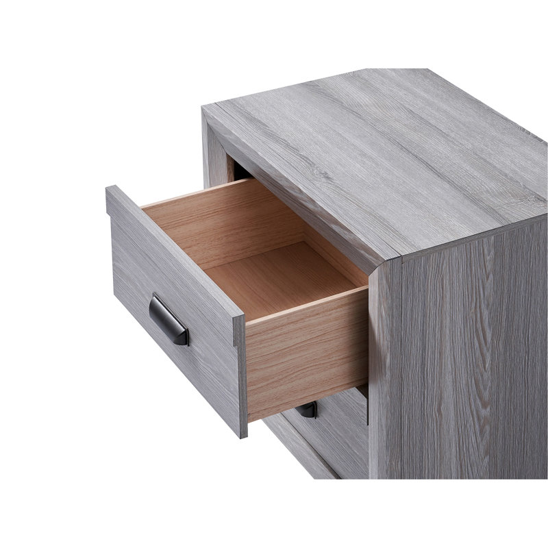 Table de chevet rustique grise à deux tiroirs, table de chevet décorative en bois, rustique, 2 tiroirs pour l'organisation et la commodité