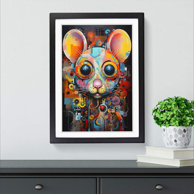 Mouse Abstract No.2 - Single Picture Frame Print on Wood, Black Framed, 46cm H x 34cm W x 2" D