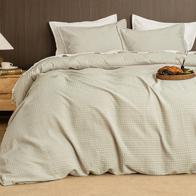 Housse de couette PHF Soft Waffle - Housse de couette avec 2 taies décoratives