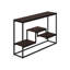 Multi console - stratifié brun foncé et base en métal noir, table d'appoint moderne avec