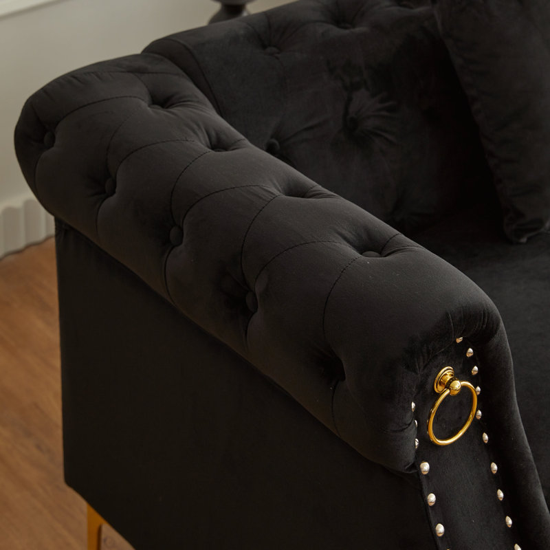 Ensemble de salon configurable en velours 3 pièces Frotten, Noir