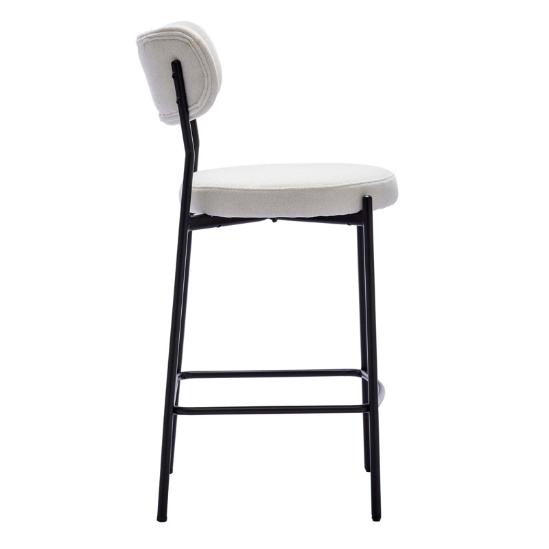 Mateiu 66cm Boucle Fabric Bar Stool, Cream