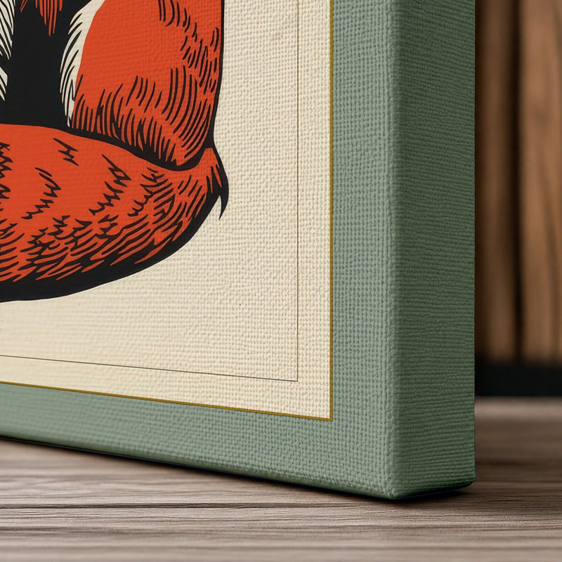 Fox in Circle Modern - Wrapped Canvas, 30x20 - 76.2 x 50.8 cm, Sage Border