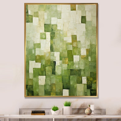 «Abstract Green Tiles Incubism», art mural abstrait