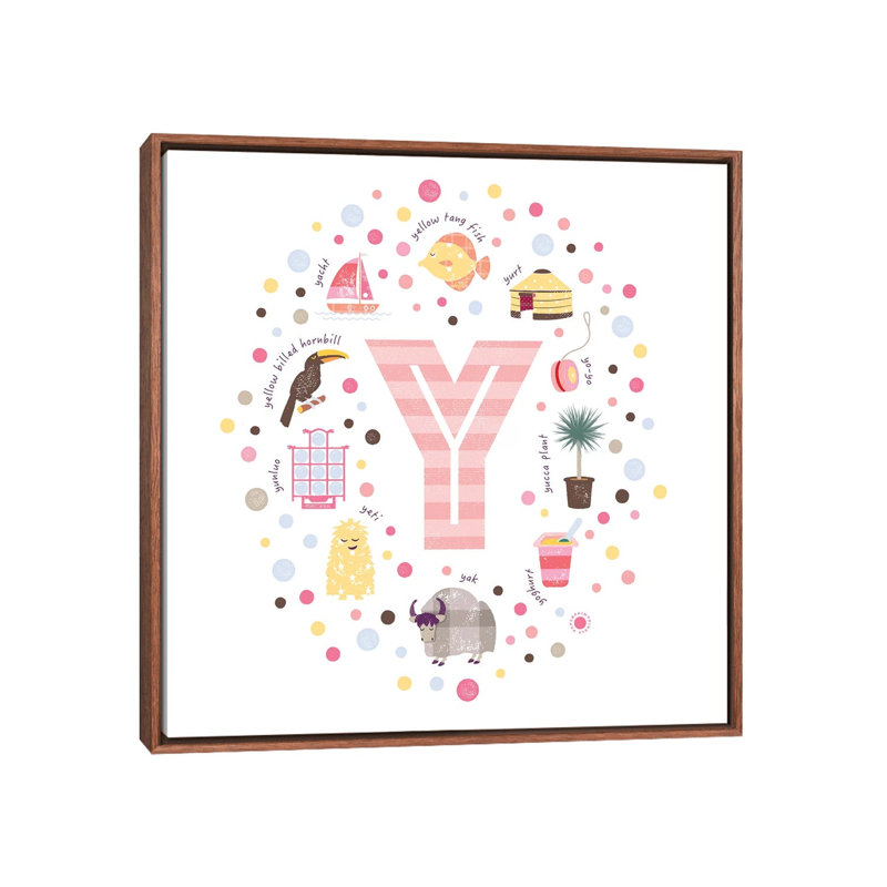 Lettre Y - reproduction d'impression, Pas de tapis, H 18 po x l 18 po x 1,5 po, Toile avec cadre brun