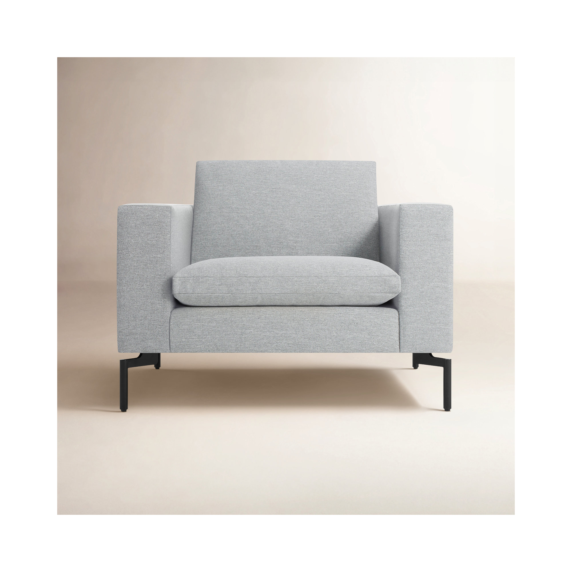 New Standard Upholstered Armchair, Black, Gray Polyester Blend