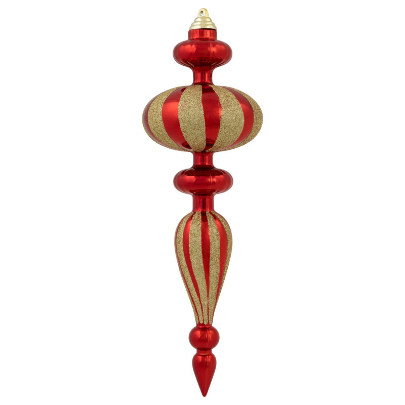 Commercial Size Shatterproof Finial Christmas Ornaments - 14" - Set Of 4, Red/Gold