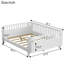 Full Size White Bed With Rails, Low Design For Easy In - And Out, Can Be Used As Daybed Profile , Pine Bed, Round Corners To