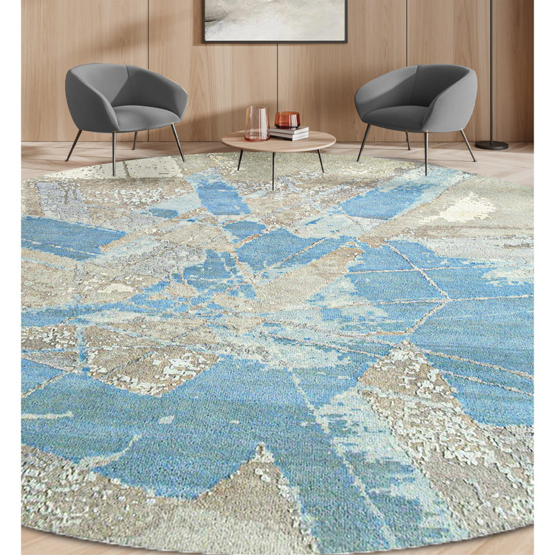 Hand Woven Silk and Wool Area Rug