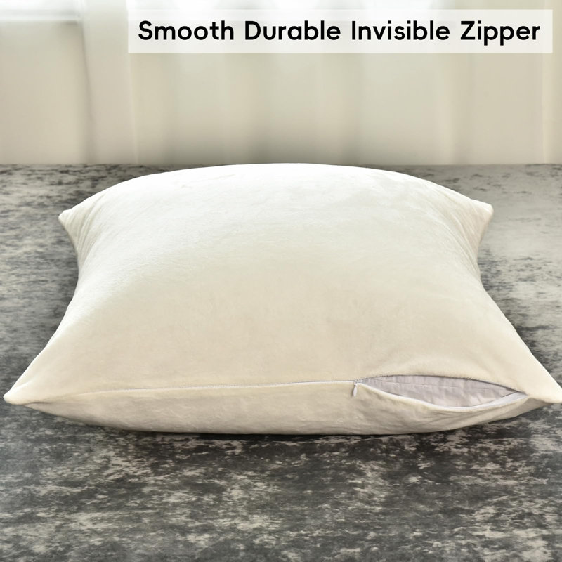 PHF Super Soft Velvet Pillow Covers, 2 Pack Color Gradient Pillow Covers for Home Decorative, Cream, 24x24"