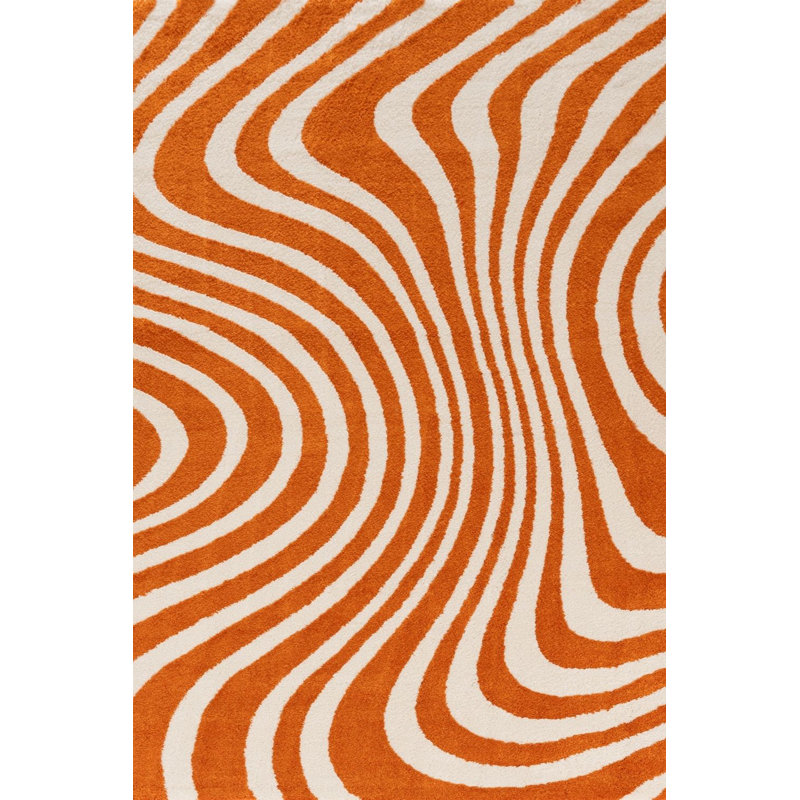 Joli Striped Area Rug Soft Dense Pile for Living Rooms and Bedrooms, Orange/White, Rectangle 120 x 170 cm