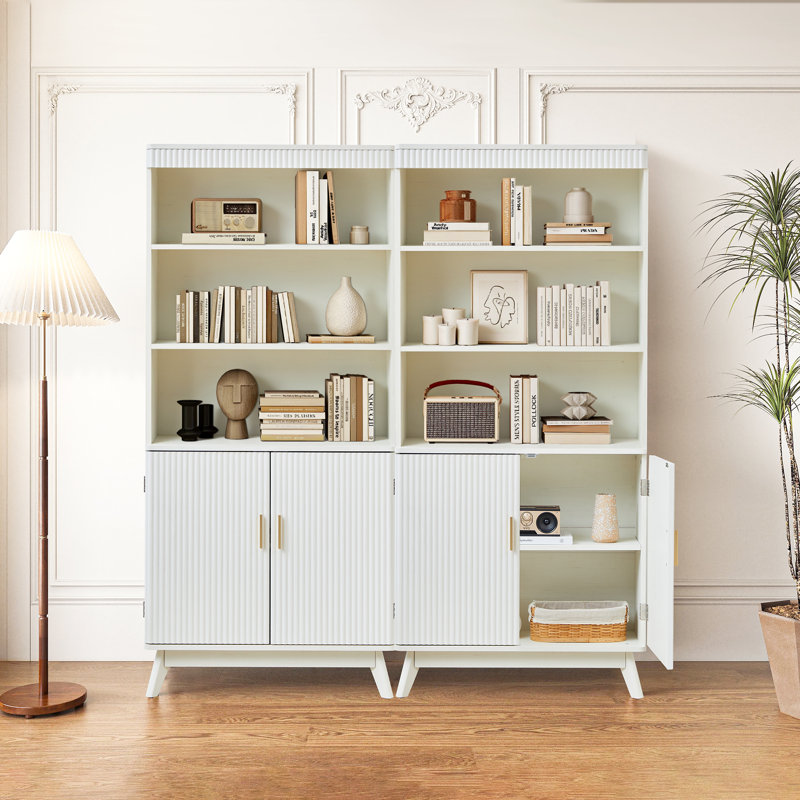 68'' Tall Storage Bookcase With Cabinet, White