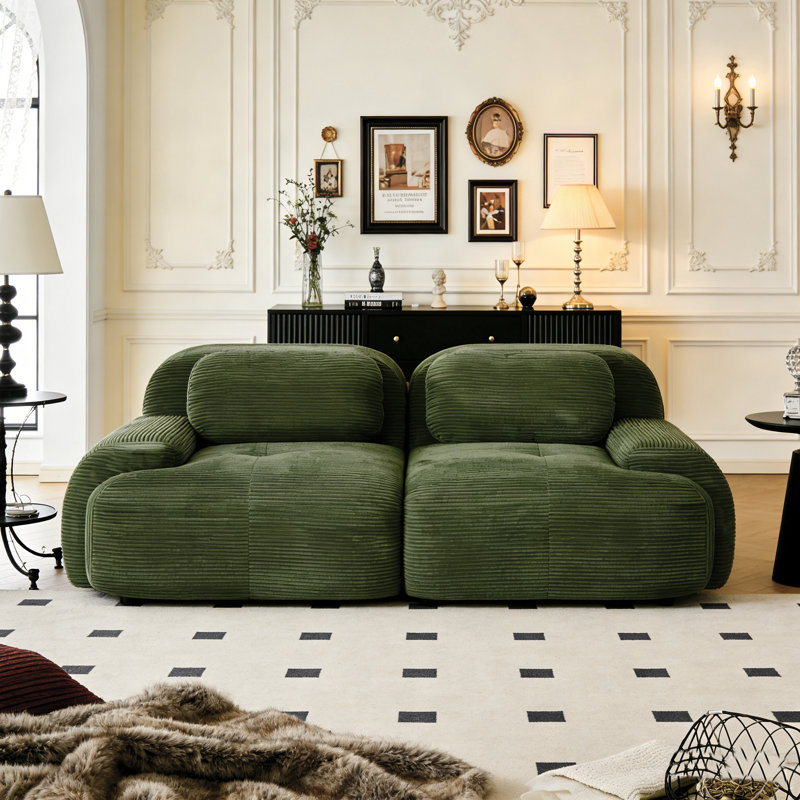 Canapé surdimensionné de 82 po avec revêtement, Vert