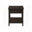 Table d'appoint carrée à 2 niveaux avec tiroir - placage brun noyer foncé, 21,75 po x 23,75 po x H 25 po