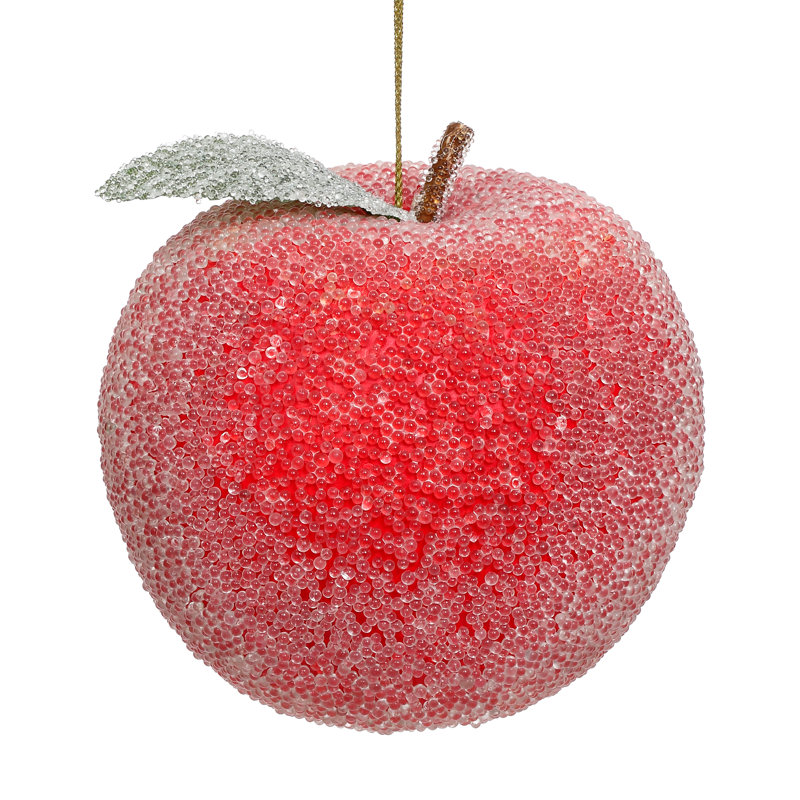 Frosted Apple Ornament , 3 Inches