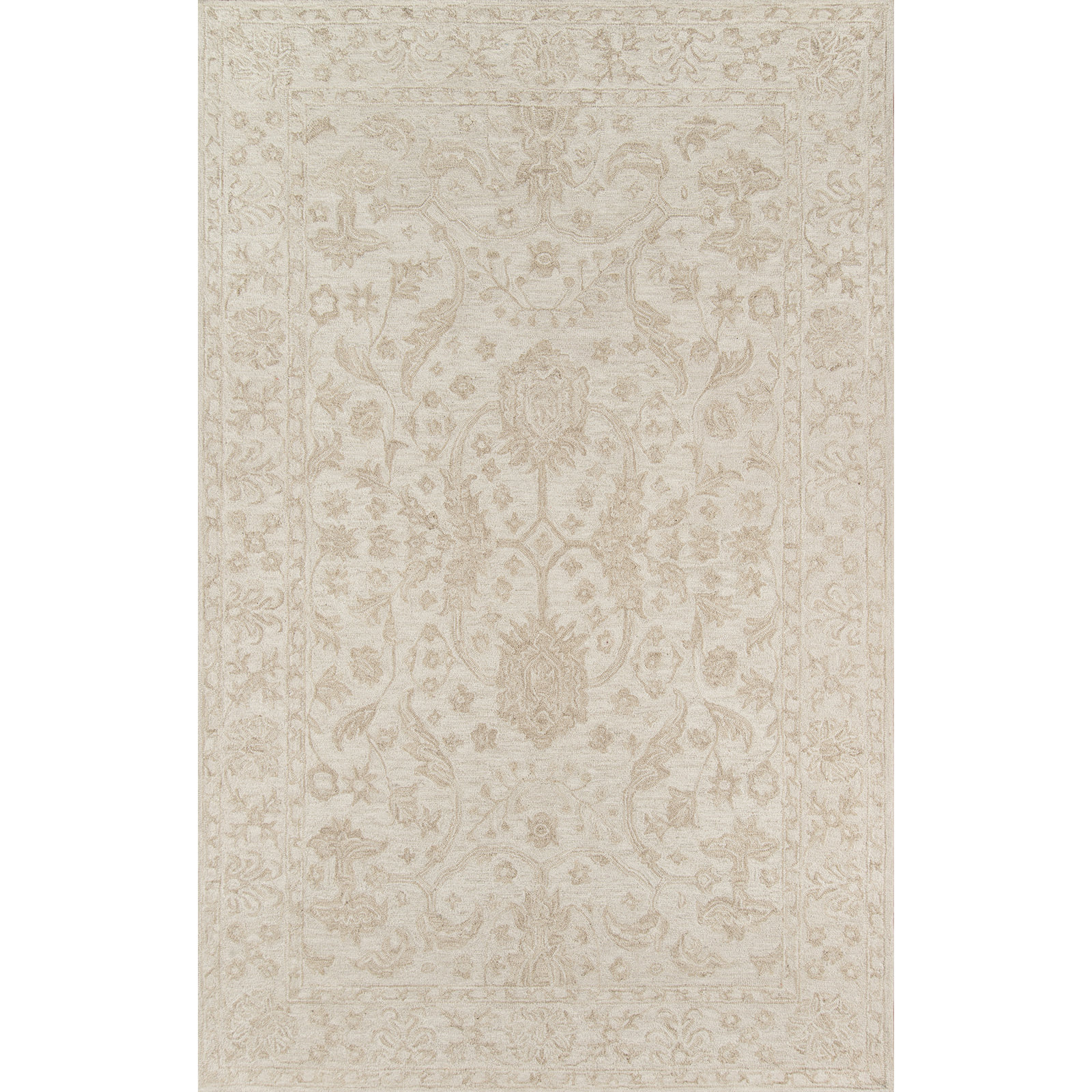 Cece Hand Tufted Wool Beige Rug, Rectangle 5' x 8'