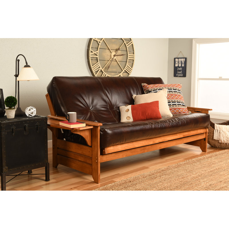 Stratford Full Futon and Mattress, Java Brown, Barbados, Premium Pocket Coil