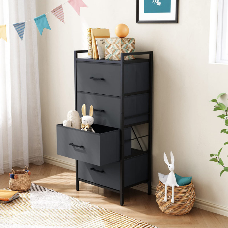 Yarah 4 Drawer Storage Drawer, Gray