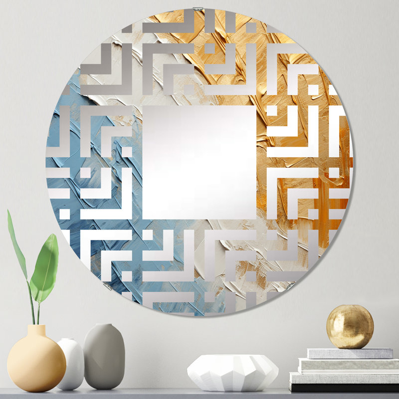 Minimalisme chassant les arcs-en-ciel - Miroir décoratif labyrinthe | Rond, 23,6 po x 23,6 po