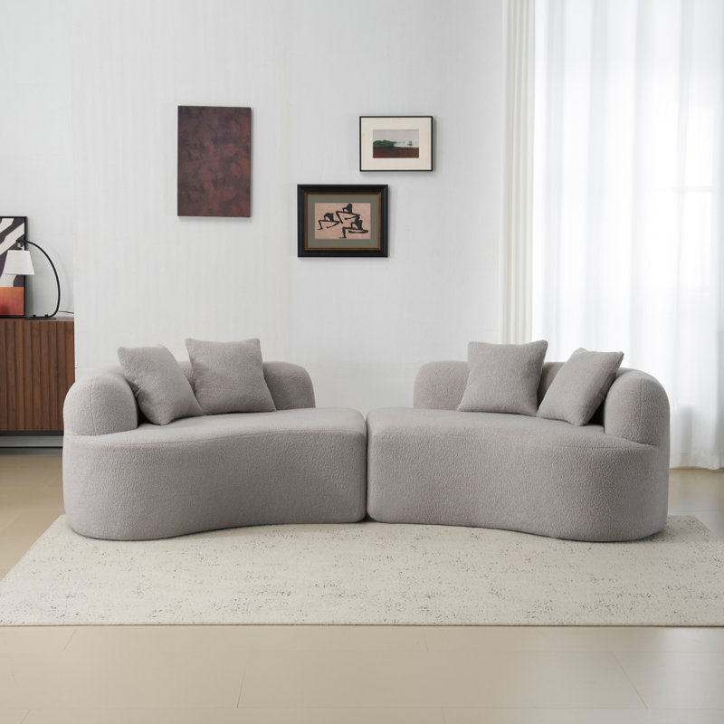 Canapé épuré à quatre places à compression complète Boneless, tissu en velours de peluche, canapé compact sans assemblage pour petits espaces et appartements