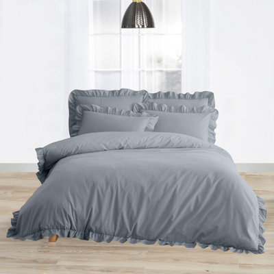 Delara Organic Cotton Cover with 2 Shams, Ruffled Set - 3 Piece 