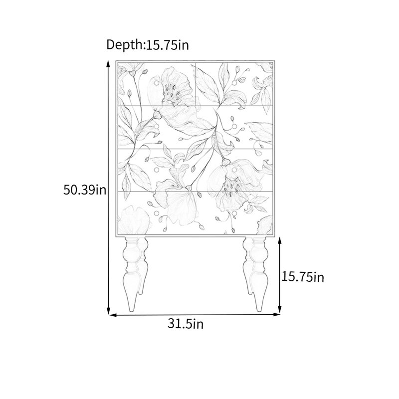 Commode durable à cinq tiroirs en pin