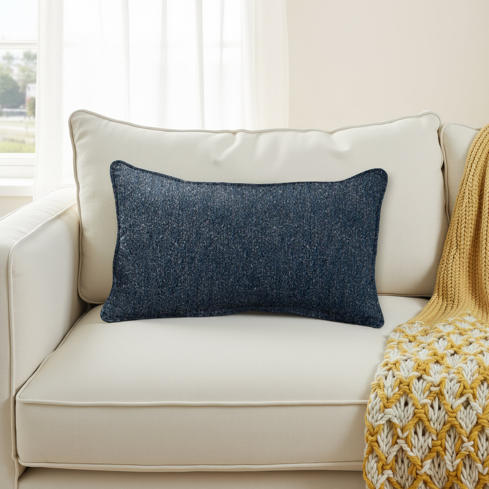 Ardell Sunbrella® Throw Pillow, 24" x 12", Improve Indigo