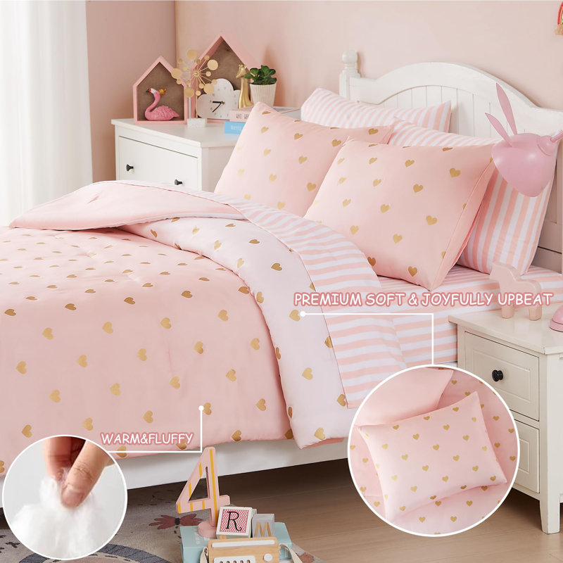 Twin Comforter Set with Sheets for Girls-5 Pieces Twin Bedding Sets