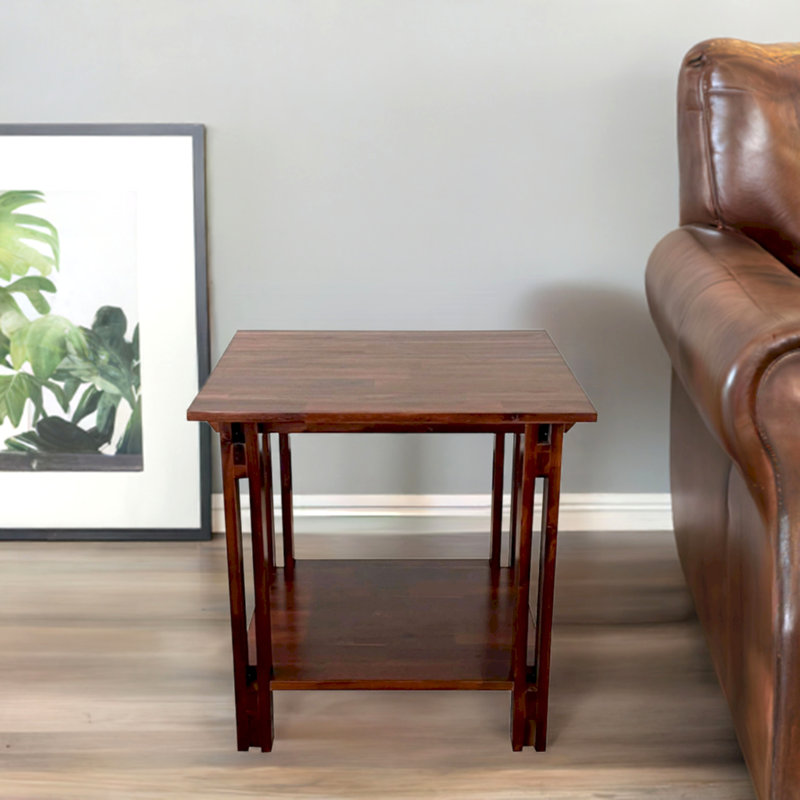 Damius Solid Wood End Table, Mahogany