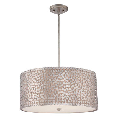 Tiverton 4 - Light Old Silver Drum Pendant