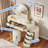 Luxury Makeup Vanity Desk With 3-color Led Mirror, Adjustable Length, 6 Drawers And Stool