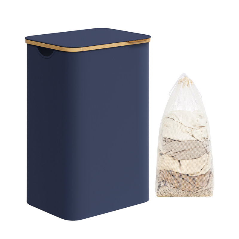 Laundry Hamper with Handles, Navy Blue