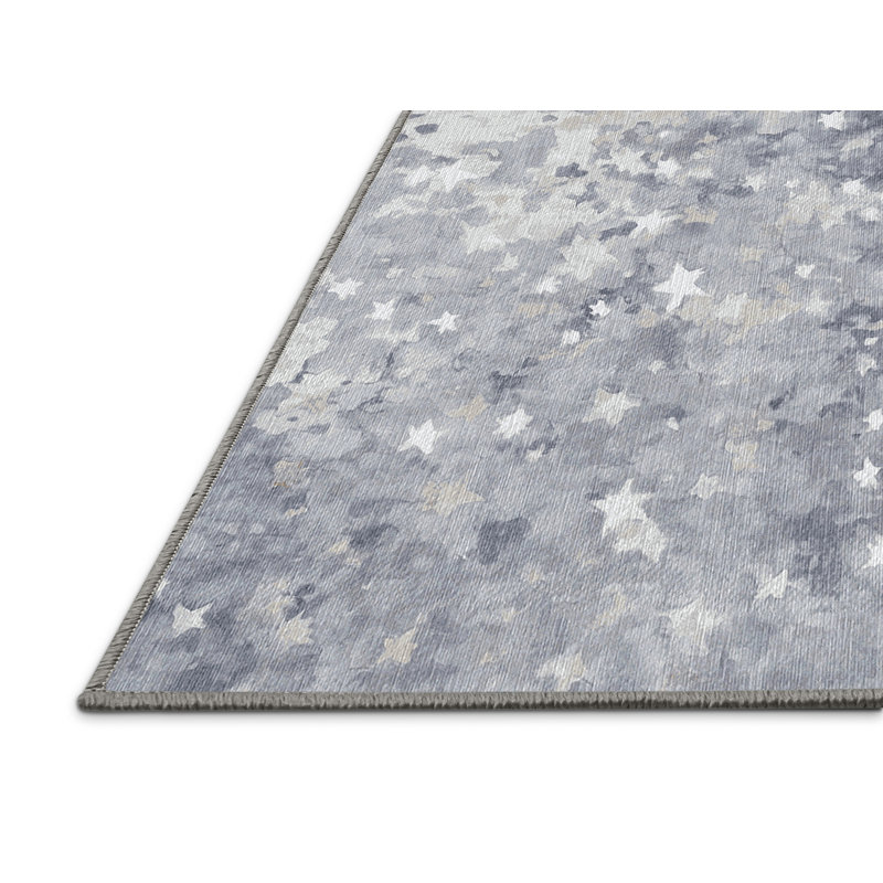 Machine Washable Gray Area Rug, Rectangle 3' x 5'