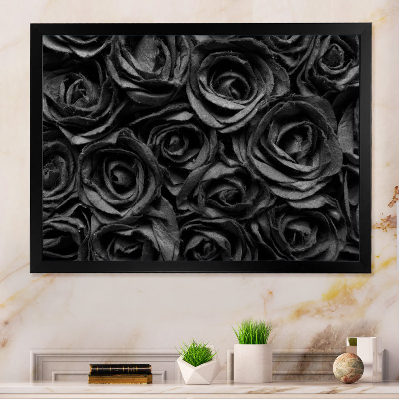 Rose, reproduction d'art sur toile, art moderne, Cadre d'angle fermé noir, H 30 po x l 40 po x P 1,5 po