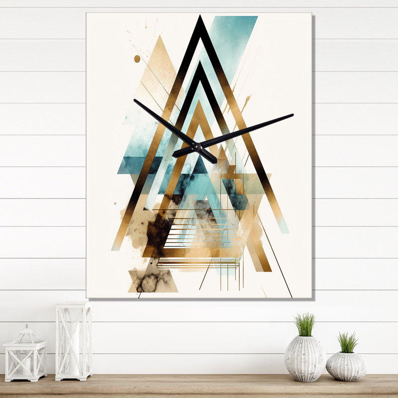 Triangle Boho I - Horloge murale moderne géométrique, Très grand