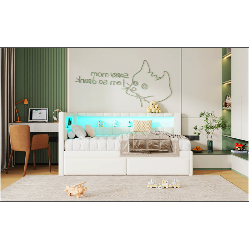 Upholstered Twin Size Platform Bed