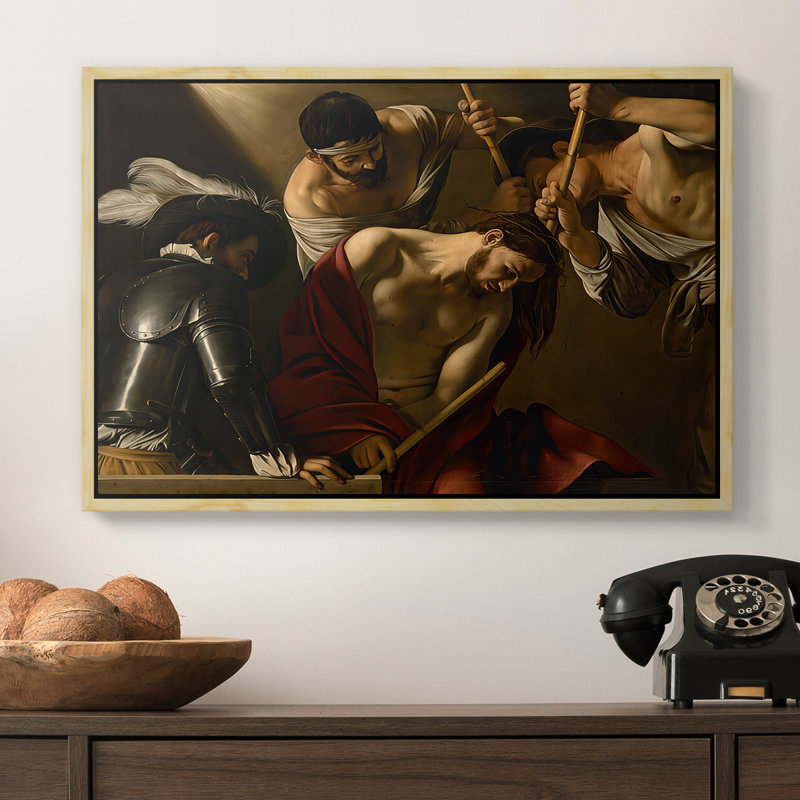 Le couronnement d'épines (version de Vienne), v. 1602-1604 - Caravage - Toile tendue avec châssis Caravage, 16 x 24, Naturel
