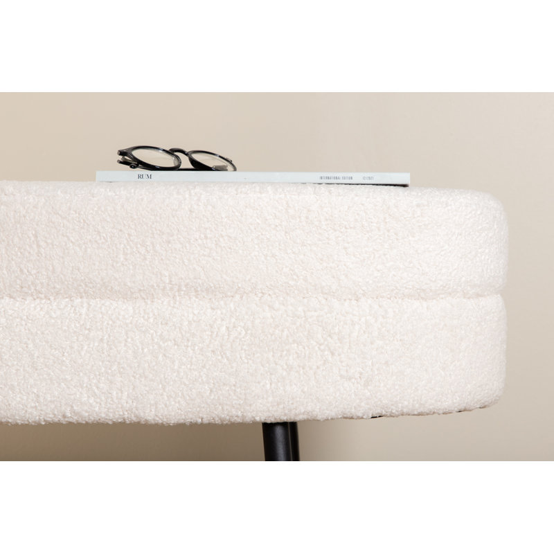 Spivey 40cm Wide Oval Footstool Ottoman, Black, Off White