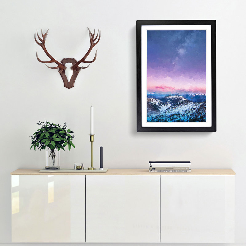 Mountain Peaks in the Dolomites Italy in Abstract - Framed Print, 65cm H x 48cm W x 2cm D, Black Framed