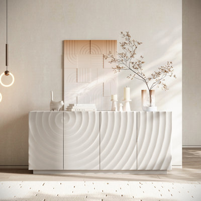 Buffet avec rangement, buffet de rangement moderne à 4 portes, armoire de plancher luxueuse avec anti-déversement autoportant pour la cuisine, le salon et le buffet rectangulaire
