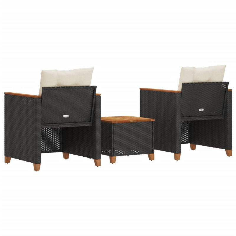 Ensemble bistro avec coussins 3 pièces Ebern Designs, Noir, Blanc crème