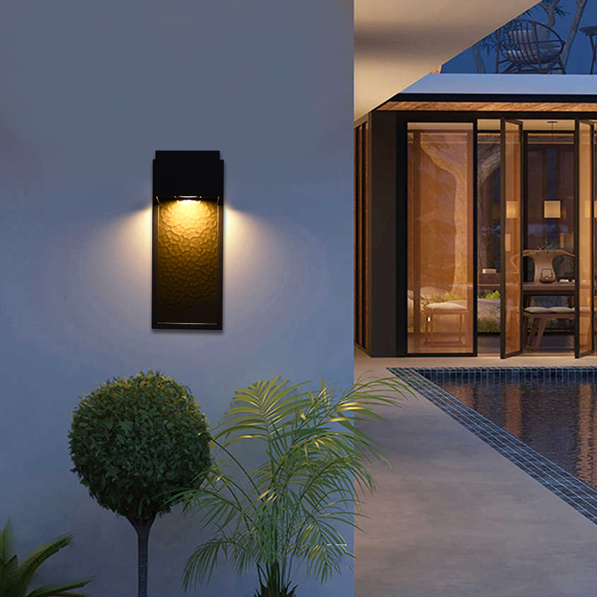 Feit Electric Flame effect 13-in Black Integrated Outdoor Wall Light in the  Outdoor Wall Lights department at